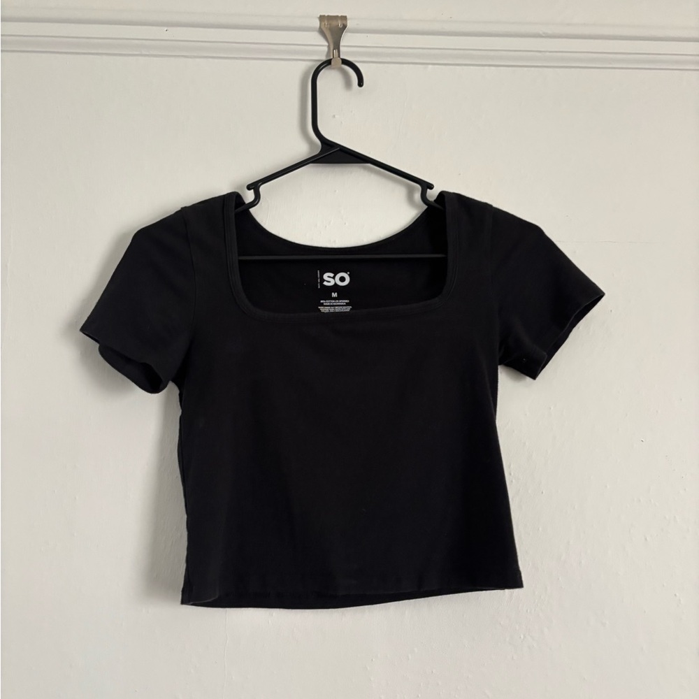SO Black Fitted Crop T-Shirt - Picture 1 of 2